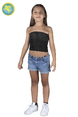 TOP ELASTICO TINTA UNITA NERO